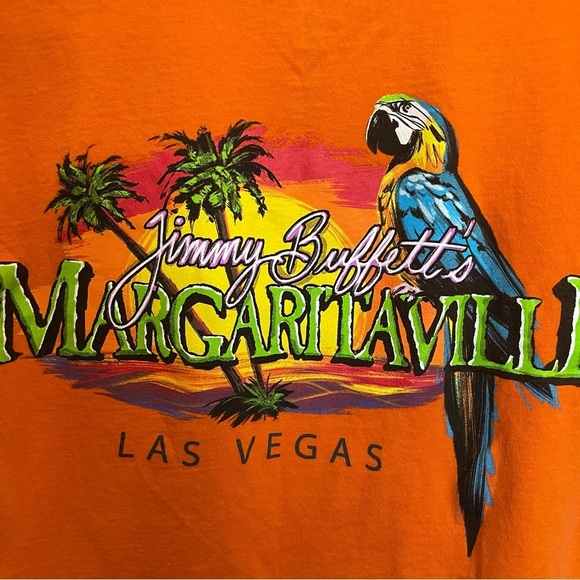 Jimmy Buffett Margaritaville Las Vegas Orange Parrot Tee Men’s Medium - Picture 2 of 6